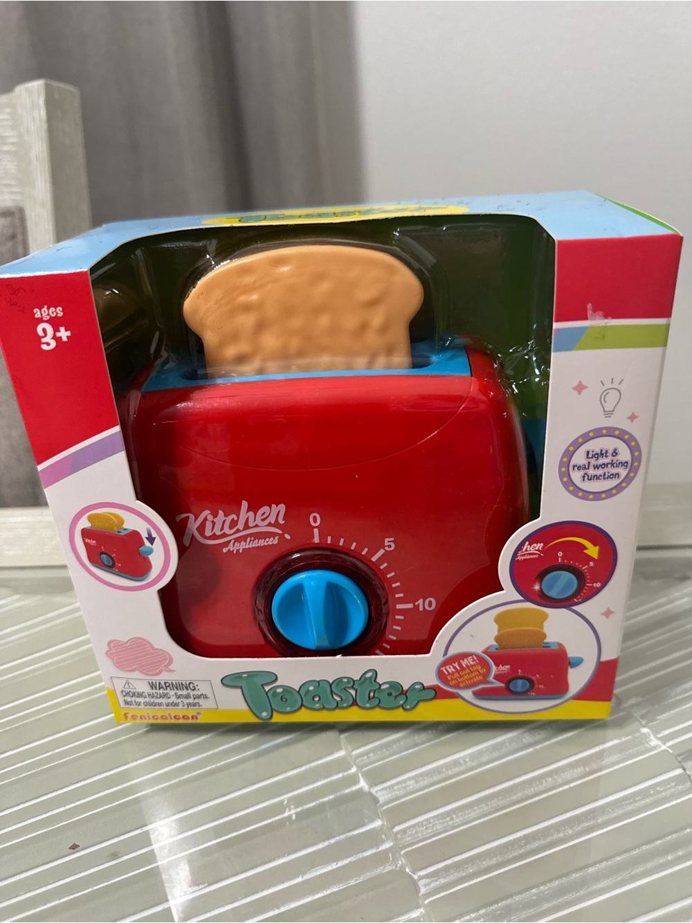 Kids Red Toy Toaster with Blue Dial
